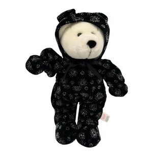 Sugar Loaf Teddy Bear Plush Stuffed Animal White 14" Black Cat Outfit Costume